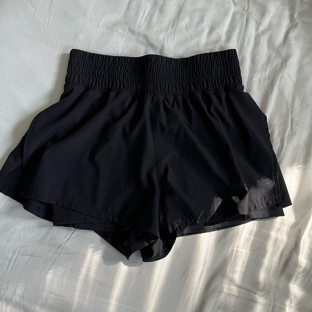 90 Degree By Reflex Black Athletic Shorts Lightweight High-Waisted